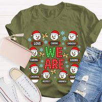Festive Christmas Holiday Graphic Tee, Christmas Caring Love Kindness Shirt, Adorable Kindness Xmas T-Shirt, Family Christmas Vacation Present Tee
