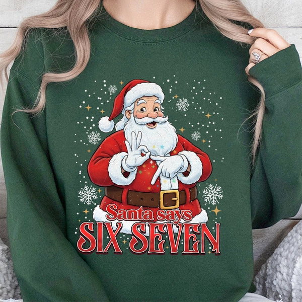 Humorous Christmas Meme Sweatshirt, Santa Six Seven Sweatshirt, Retro Holiday Humor Crewneck, Sarcastic Xmas Sweater, Humorou