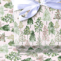 Watercolor Holiday Gift Wrap, Pink Christmas Tree Wrapping Paper, Modern Pastel Xmas Gift Wrapping Paper, Festive Season Wrap Roll