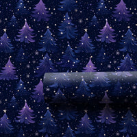 Purple Blue Tree Gift Wrap, Starry Night Forest Wrapping Paper, Celestial Christmas Wrapping Paper, Magical Winter Holiday Gift Wrap