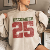Retro Varsity Number Holiday Crewneck, December 25 Christmas Sweatshirt, Vintage Xmas Sweater, Festive Pullover, Christmas Present