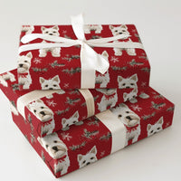 West Highland White Terrier Gift Wrap, Westie Christmas Wrapping Paper, Festive Dog Holiday Wrapping Paper, Adorable Dog Lover Gift Wrap Roll