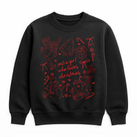 Adorable Holiday Crewneck, Just A Girl Who Loves Christmas Sweatshirt, Festive Winter Sweatshirt, Comfy Christmas Party Pullover Present