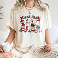 Humorous ICU Nurse Christmas T-Shirt, Silent Night Medical Christmas T-Shirt, Healthcare Worker Holiday Tee, Doctor RN Christmas T-Shirt