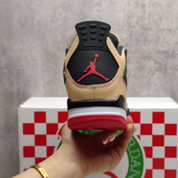 Mid Top Sneakers, Beige Black Red Colorway, Lace Up Design, Casual Gift for Sneaker Fans