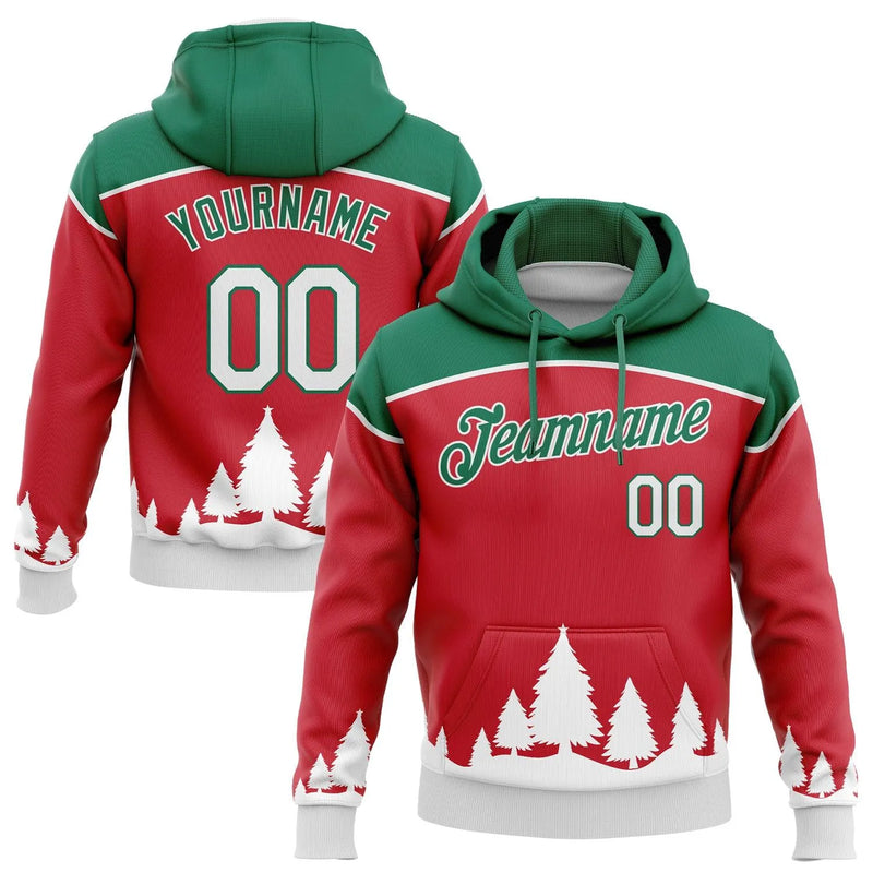 Personalized Name and Number Holiday Hoodie, Custom Christmas Tree Sports Hoodie, Festive Team Sweatshirt Hoodie, Xmas Sports Fan Present