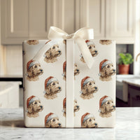 Santa Hat Dog Wrapping Paper, Goldendoodle Christmas Wrapping Paper, Adorable Puppy Holiday Gift Wrap, Doodle Winter Present Paper