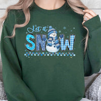Retro Snowman Graphic Sweater, Let It Snow Christmas Sweatshirt, Winter Holiday Crewneck, Adorable Snowman Pullover, Christmas Holiday Present