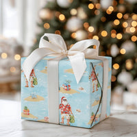 Hawaiian Santa Gift Wrap, Tropical Santa Wrapping Paper, Christmas in July Wrapping Paper, Holiday Beach Wrapping Paper, Xmas Gift Wrap Roll