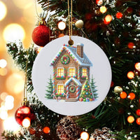 Festive Christmas Tree Ornament, Gingerbread House Ceramic Ornament, Magical Winter Holiday Ornament, Home Tree Decor, Family Xmas Present