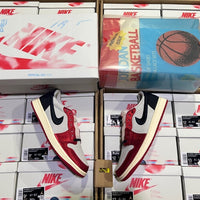 Low Top Sneakers, White Red Colorway, Lace Up Design, Casual Gift for Sneaker Fans
