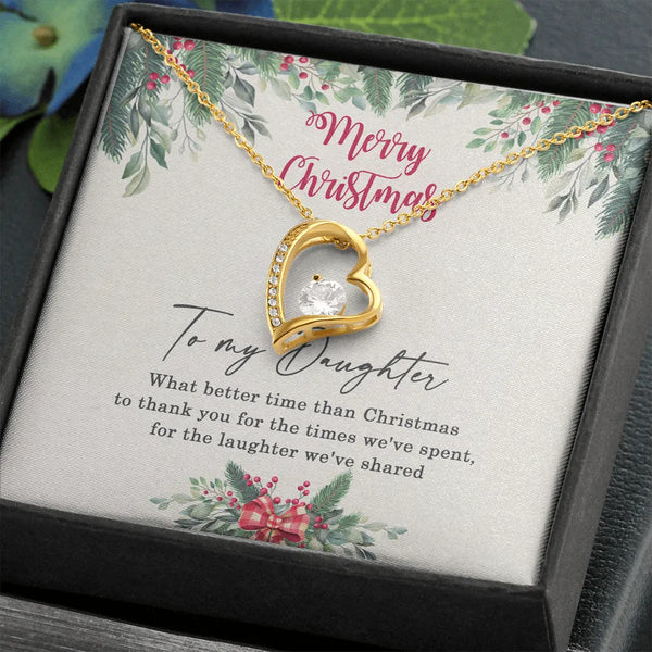 Heart Pendant Daughter Necklace, Forever Love Necklace for Daughter, Cubic Zirconia Necklace, Christmas Holiday Jewelry Prese