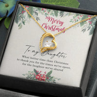 Heart Pendant Daughter Necklace, Forever Love Necklace for Daughter, Cubic Zirconia Necklace, Christmas Holiday Jewelry Present from Mom