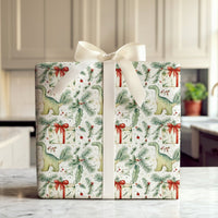 Adorable Brachiosaurus Gift Wrap, Christmas Dinosaur Wrapping Paper, Whimsical Holiday Dino Wrapping Paper, Kids Festive Christmas Gift Wrap