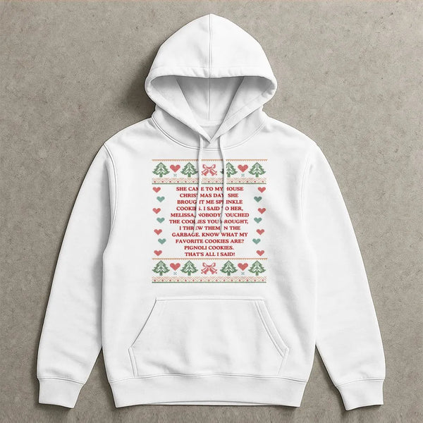 Humorous Holiday Cookie Sweatshirt, Sprinkles Pignoli Cookies Ugly Christmas Hoodie, Italian Baking Pullover Hoodie, Foodie X