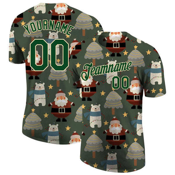 Personalized Name and Number Performance Tee, Custom Christmas Sports Jersey T-Shirt, Holiday Athletic Shirt, Christmas Fan P