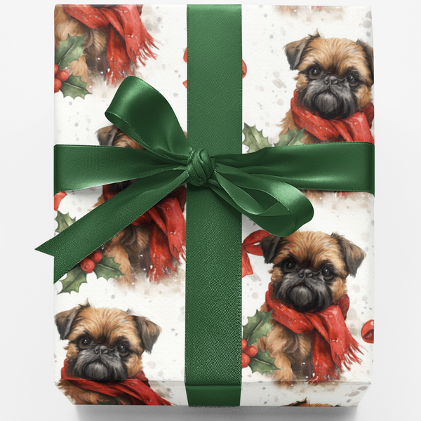 Festive Holiday Dog Gift Wrap, Brussels Griffon Christmas Wrapping Paper, Adorable Puppy Present Paper, Dog Lover Xmas Wrappi