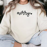 Minimalist Holiday Typography Sweatshirt, Merry Christmas Script Sweatshirt, Adorable Xmas Crewneck, Comfy Festive Winter Pullover, Family Present