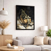 Vintage Wood Sled Canvas Art, Rustic Christmas Sleigh Canvas Print, Holiday Canvas Wall Art, Festive Farmhouse Canvas Decor, Winter Wall Art