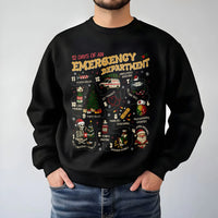 Humorous ER Nurse Christmas Sweatshirt, 12 Days of Emergency Department Sweatshirt, Medical Worker Sweatshirt, Holiday Nurse Crewneck