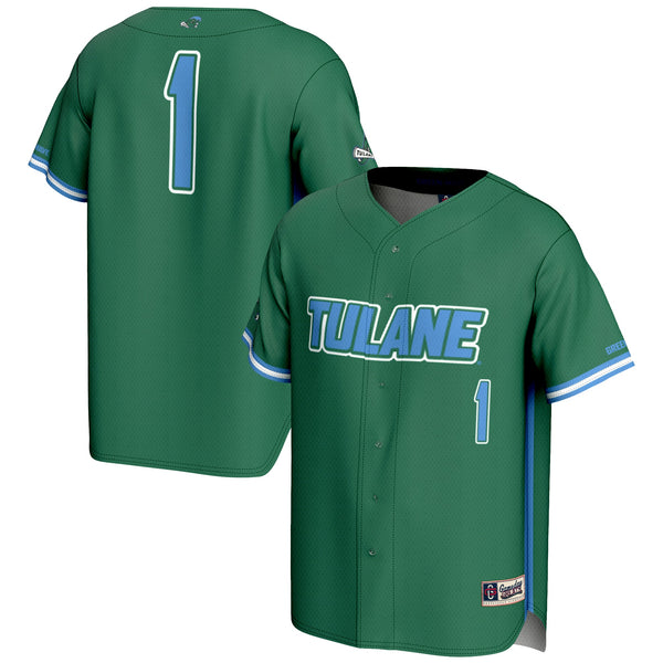 #1 Tulane Green Wave Lightweight Baseball Jersey - Green