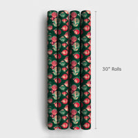 Red and Green Ornament Gift Wrap, Retro Christmas Wrapping Paper, Vintage Holiday Wrapping Paper, Disco Ball Baubles Paper Roll