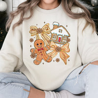 Coquette Christmas Bow Crewneck, Gingerbread Man Sweatshirt, Holiday Cookie Sweater, Aesthetic Xmas Sweatshirt, Holiday Present for Women