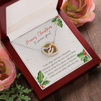 Two Hearts Crystal Pendant, Interlocking Hearts Necklace, Cubic Zirconia Heart Necklace, Christmas Jewelry Present, Holiday Present for Her