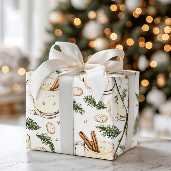 Cinnamon Christmas Drinks Gift Wrap, Watercolor Eggnog Wrapping Paper, Comfy Holiday Baking Wrapping Paper, Festive Winter Gi