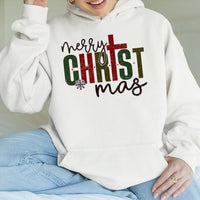 Religious Christian Cross Hoodie, Merry Christmas Jesus Hoodie, Faith Based Holiday Graphic Sweatshirt, Retro Jesus Xmas Pullover Hoodie