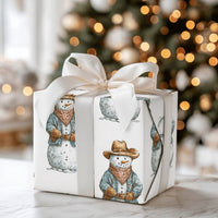 Western Christmas Gift Wrap, Cowboy Snowman Wrapping Paper, Watercolor Winter Cowboy Holiday Wrapping Paper, Rustic Holiday Gift Wrap Roll