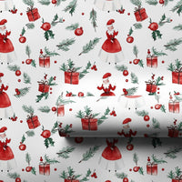 Vintage Christmas Gift Wrap, Mrs Claus Wrapping Paper, Watercolor Holiday Wrapping Paper, Retro Mrs Claus Gift Wrap, Xmas Present Paper