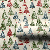 Colorful Forest Holiday Wrapping Paper, Watercolor Christmas Tree Wrapping Paper, Rustic Winter Gift Wrap Roll, Festive Xmas Present Wrap