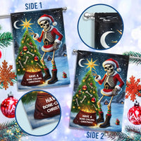Humorous Bone Chilling Christmas Pun Yard Flag, Skeleton Santa Garden Flag, Double-Sided Spooky Xmas Lawn Flag