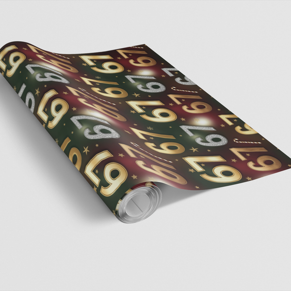 Christmas Milestone 67 Gift Wrap, 67th Birthday Wrapping Paper, Festive Number Wrapping Paper, Holiday Birthday Party Gift Wr