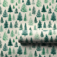 Woodland Forest Christmas Gift Wrap, Rustic Pine Tree Wrapping Paper, Watercolor Evergreens Wrapping Paper, Winter Cabin Present Packaging