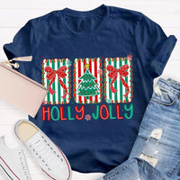 Personalized Family Name Holiday Shirt, Custom Christmas Tree Bow T-Shirt, Adorable Coquette Christmas Tree Tee, Xmas Family Matching T-Shirt