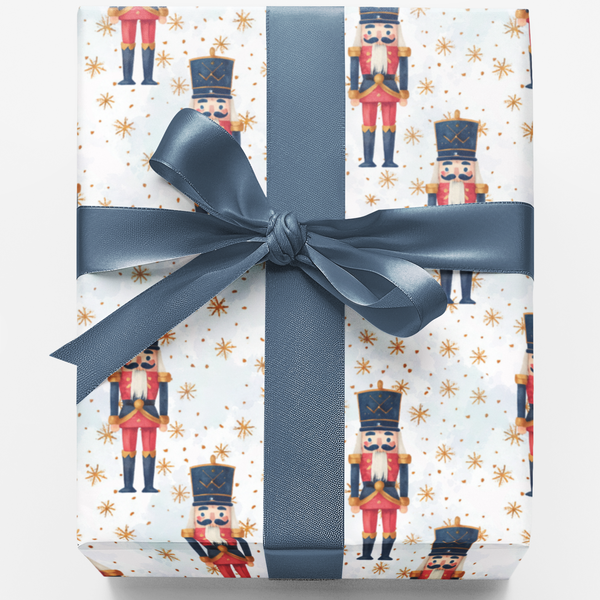 Traditional Holiday Toy Soldier Gift Wrap, Nutcracker Ballet Wrapping Paper, Midnight Blue Christmas Wrapping Paper, Xmas Gif