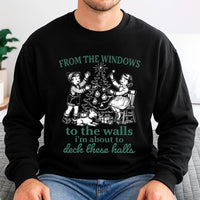 Humorous Christmas Song Lyrics Sweatshirt, Deck These Halls Sweatshirt, Retro Holiday Graphic Sweater, Adorable Xmas Crewneck Present for Her