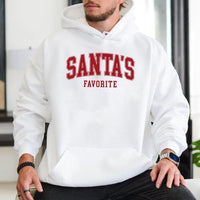 Distressed Varsity Christmas Pullover, Santa's Favorite Hoodie, Collegiate Holiday Hooded Sweatshirt, Adorable Comfy Festive Xmas Present