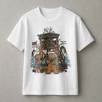 Humorous Christmas Deer Hunter Shirt, Gingerbread Man Hunting T-Shirt, Holiday Buck Hunting Tee, Winter Outdoors Graphic Shirt, Hunter Present