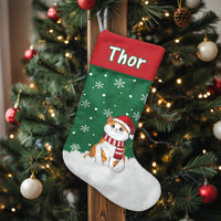 Custom Name Pet Christmas Stocking, Personalized Cat Christmas Stocking, Adorable Kitten Holiday Stocking, Cat Lover Xmas Home Decor Present