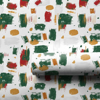 Brush Stroke Holiday Gift Wrap, Abstract Christmas Wrapping Paper, Modern Red Green Present Wrap, Festive Xmas Wrapping Paper Roll