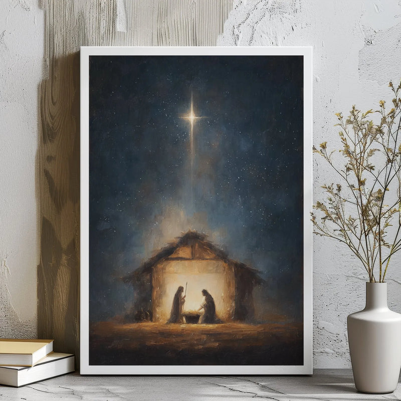 Bethlehem Star Nativity Wall Art, Nativity Scene Canvas Print, Holy Night Christian Canvas, Religious Nativity Decor, Christmas Faith Present