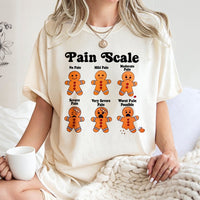 Humorous Christmas Nurse Shirt, Gingerbread Man Pain Scale T-Shirt, Holiday Medical Student Graphic Tee, Adorable RN Doctor Present
