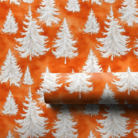 Orange Watercolor Gift Wrap, Pine Tree Christmas Wrapping Paper, Winter Forest Wrapping Paper, Modern Holiday Present Paper Roll