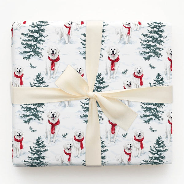 Winter Dog Christmas Gift Wrap, Golden Retriever Wrapping Paper, Adorable Golden Retriever Present Paper, Holiday Dog Lover C
