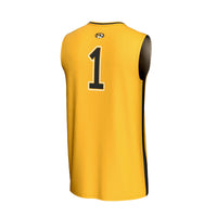 #1 Missouri Tigers Lightweight Collegiate Basketball Fashion Jersey - Gold