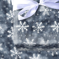 Deep Blue Night Sky Holiday Gift Wrap, Winter Snowflake Wrapping Paper, Watercolor White Snowflakes Wrapping Paper, Christmas Present Wrap