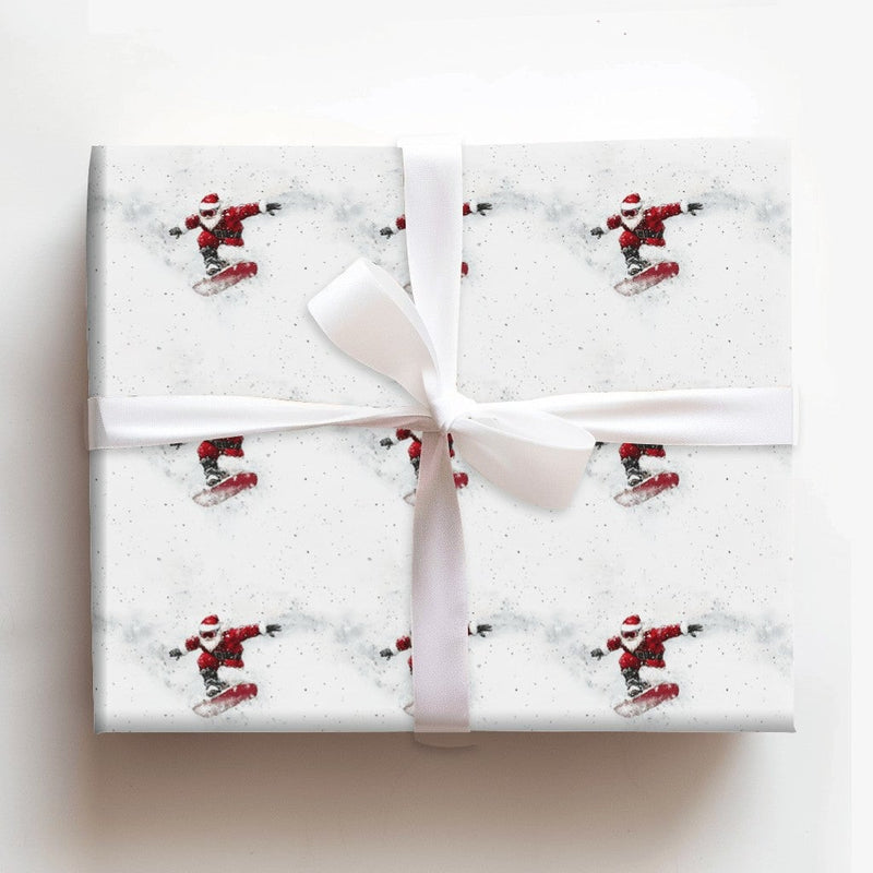 Snowboard Christmas Wrapping Paper, Snowboarding Santa Wrapping Paper, Extreme Sports Holiday Gift Wrap, Winter Sports Gift Wrapping Paper